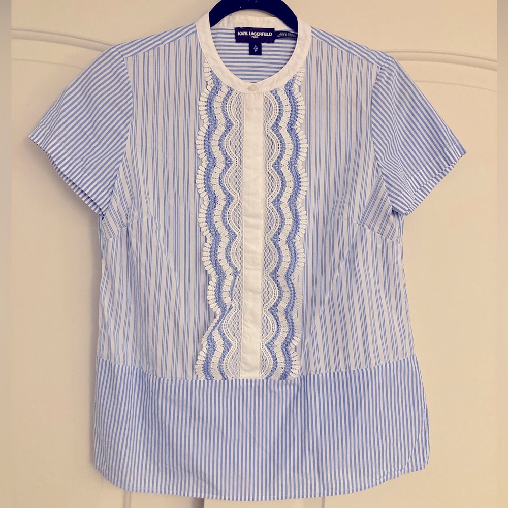 Karl Lagerfeld Blouse with lace detail, Size small